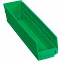 Global Industrial Plastic Nesting Storage Shelf Bin 4-1/8inW x 17-7/8inD x 4inH Green 184839GN